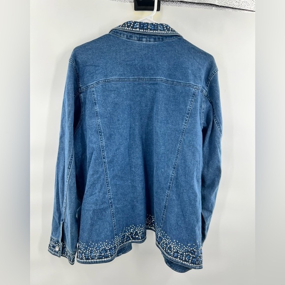 Quacker factory blue jeans shirt bedazzled size L vintage - Picture 2 of 8